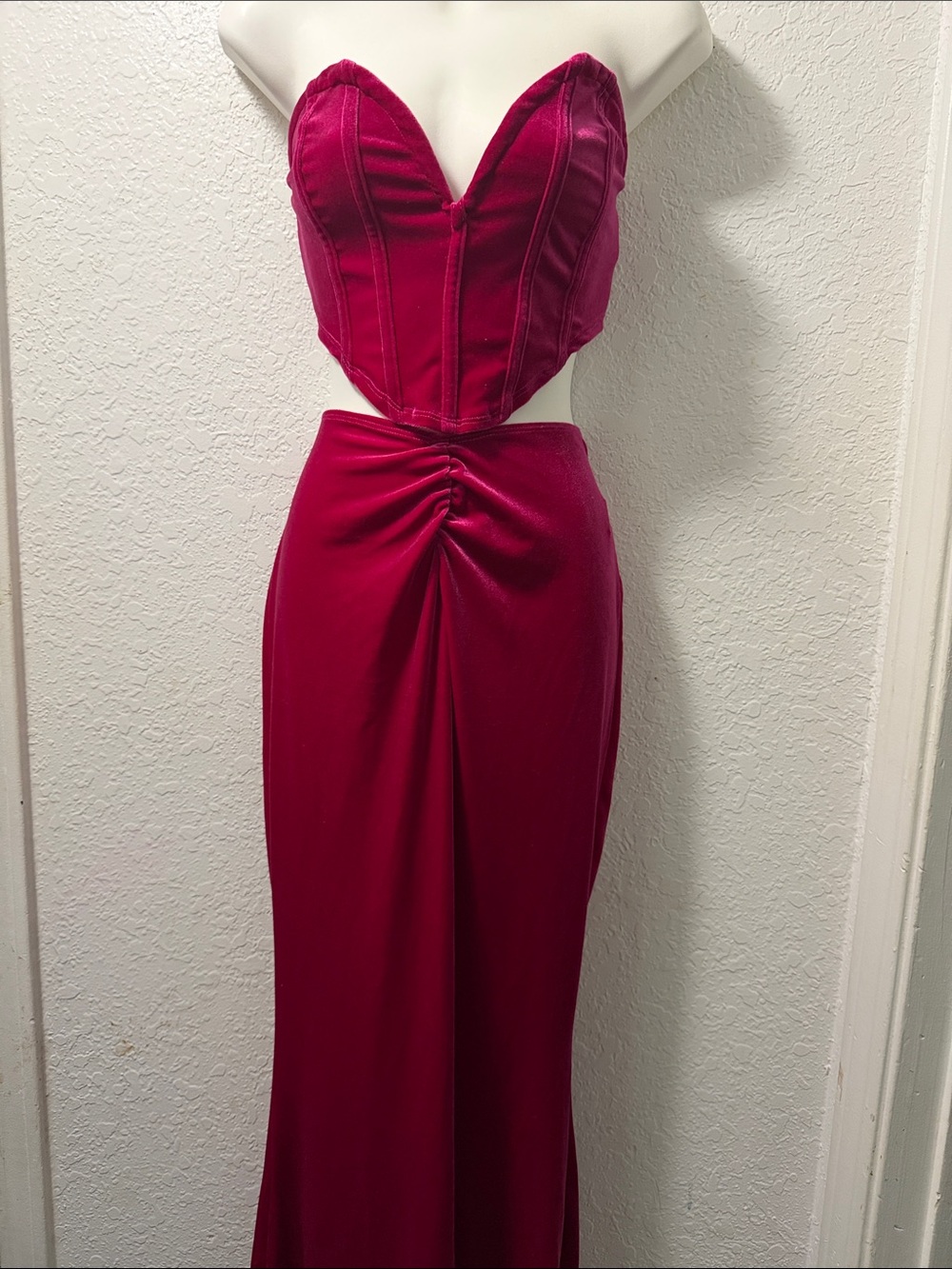 SHEIN Strapless Hot Pink Corset Maxi Dress